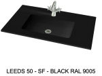 Plan vasque lavabo sur mesure : L 60 à 201 x P 40 à 51 cm, finition lisse mate, 10 couleurs au choix, Anti bactérien, résine Akrytan® teinté dans la masse, Livraison Offerte.